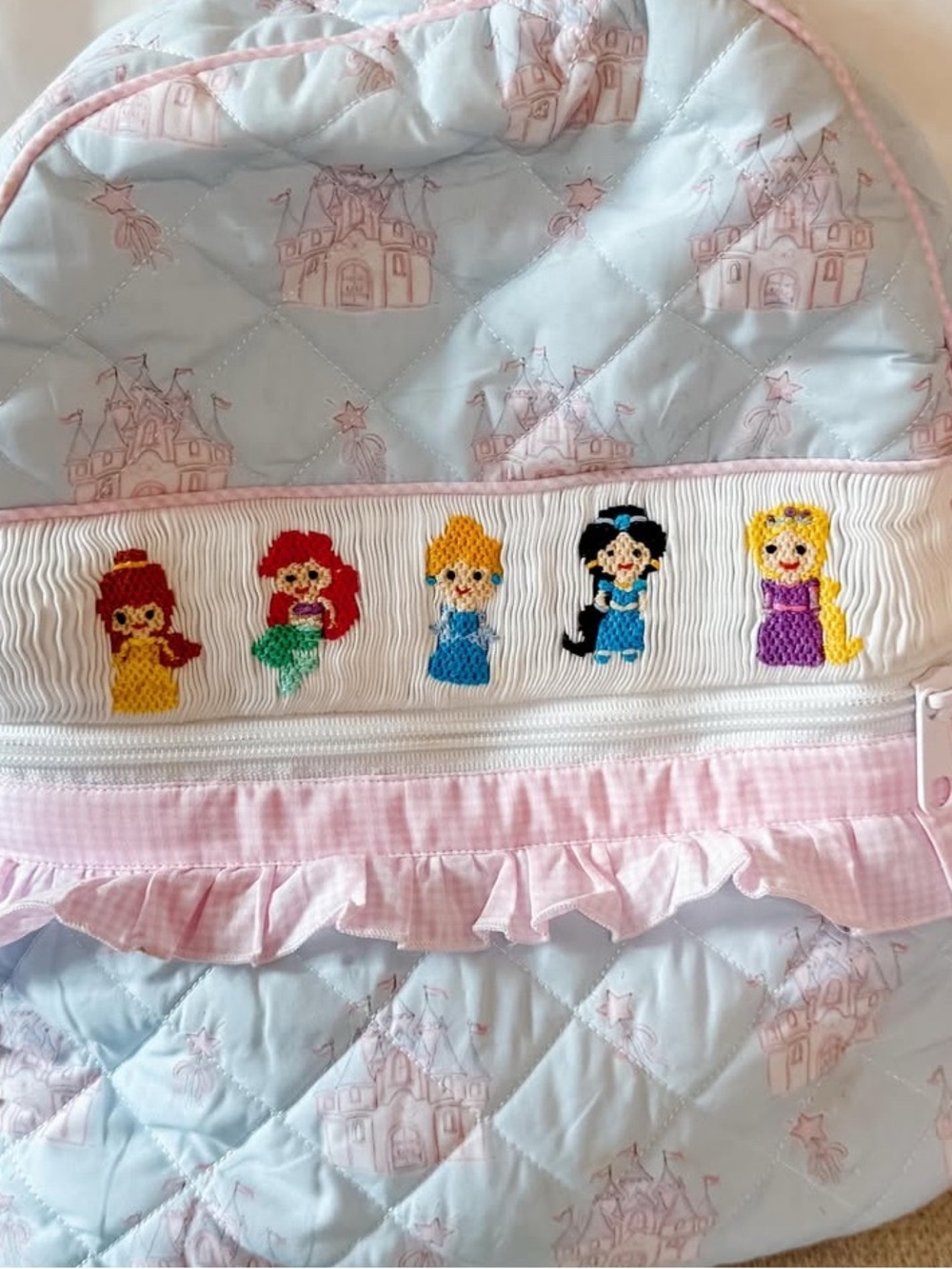 Smocked Princess Quilted Backpack with Ruffle Trim - Picture 2 of 2